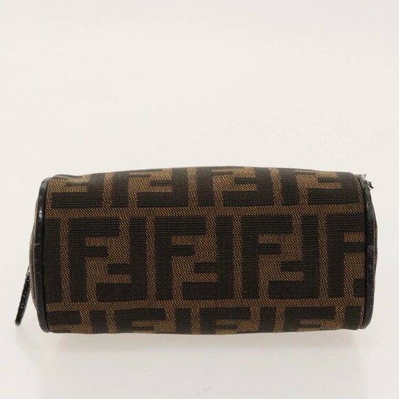 FENDI Zucca Canvas Pouch Brown Black Silver Auth - Picture 6 of 16
